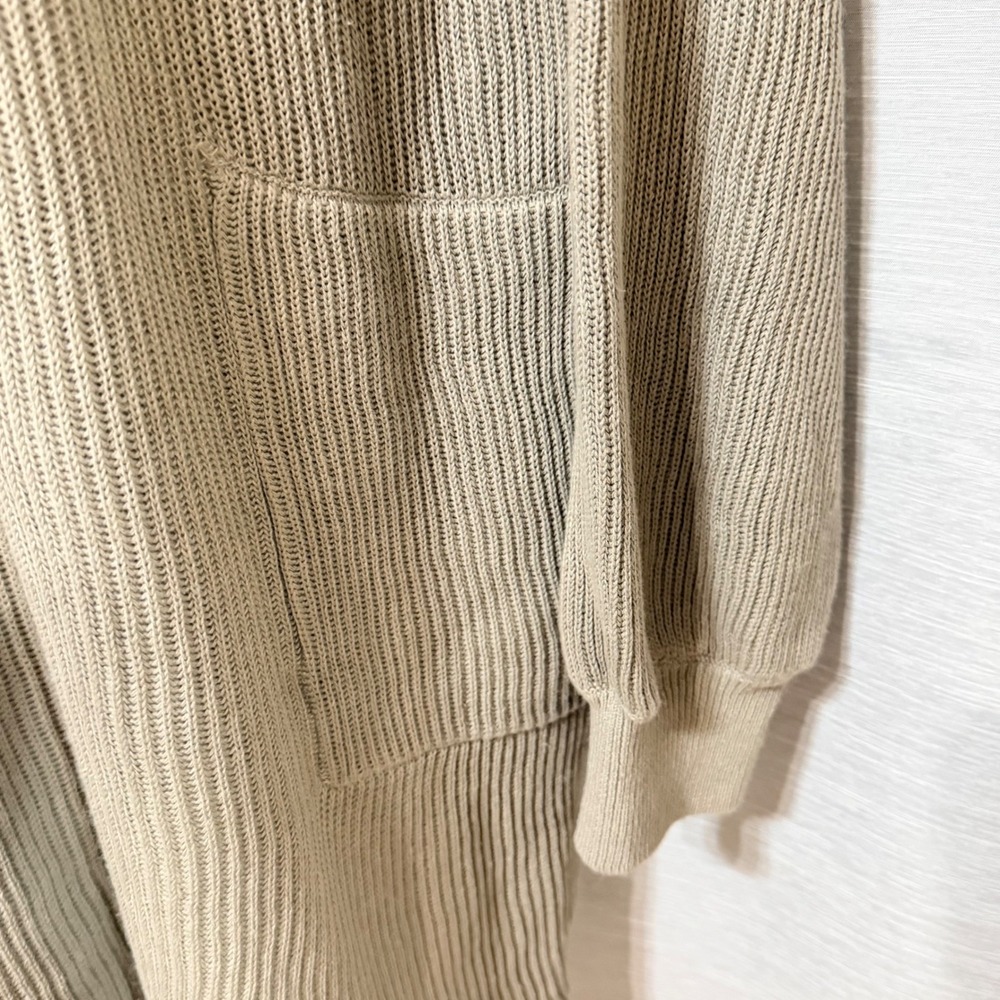 Free People Beach Ribbed Knit Polo Mini Dress Taupe Sage Green Henley Large - Picture 6 of 9